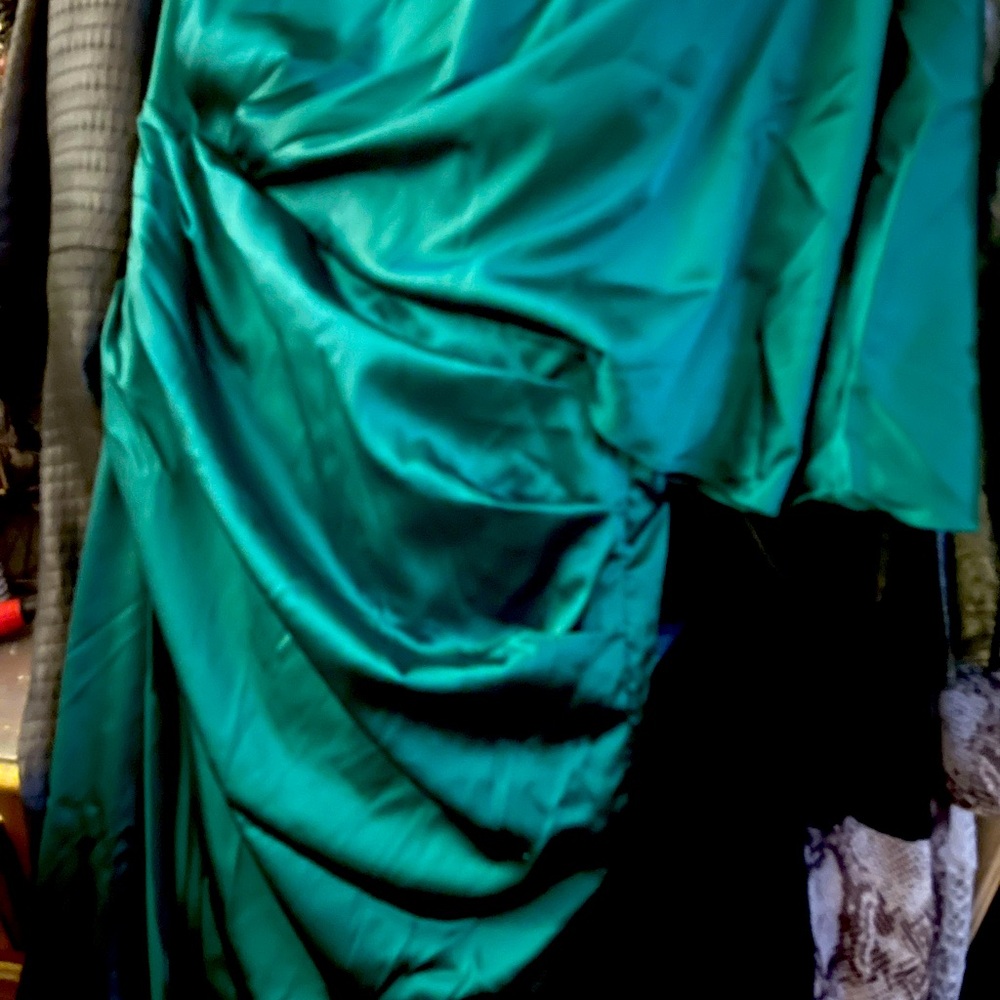 Emerald Green One Shoulder Ruche Dress